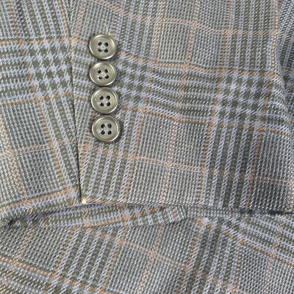 Jos A Bank Mens Plaid Blazer Sport Coat Blue Camel Hair Silk‎ Blend Two 46L